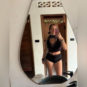 Black High-Waisted Adjustable Strappy Ruched Booty Mini Spandex Shorts